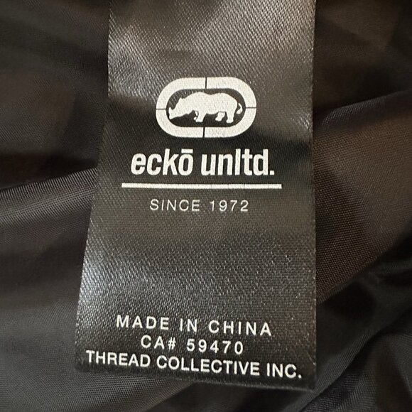 Ecko Unltd Jacket Men’s XXL Black Hooded Zip Up Grey Hood Lined Pockets - Picture 8 of 9